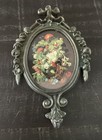 Vintage Victorian Metal Ornate Frames Art Flower Italy Circa 1955 Set Of 2