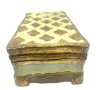 Vintage Florentine Italian Wooden Hinged Trinket Jewelry Box Gold Gilt Italy