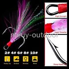 50 Pack Feather Fishing Hooks Strong Treble Hooks Size 2 4 6 8 10