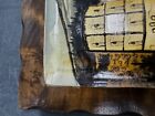 Antique Black Forest Painted Wood Carved Castle Sculptural Panel 12x16   