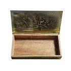Vintage Neiman Marcus Brass Jewelry Trinket Box Crest Logo 6 5x3 5 50s