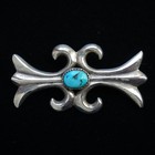 Vintage Native American Navajo Sandcast Sterling Silver   Turquoise Brooch Pin