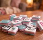 Palm Beach Mahjong Tile Set Monkey Parasol Joker Teal Pink Tri-layer Game Set