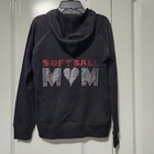 Softball Mom Medium Bling Sparkle Full-zip Hoodie Black