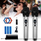 Pro Uhf Wireless Dual Handheld Microphone System Set Rechargeable Karaoke Church