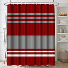 Artsocket Burgundy Stripes Bathroom Set With Shower Curtain And Rugs Accessory  