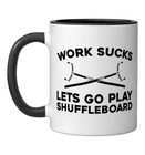 Strategy Table Game - Pucks Shuffleboard Ceramic Mug 11 Ounces Black white