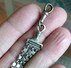 Victorian German Silver Chatelaine   2 Accessories And Red Stone Swivel Parts