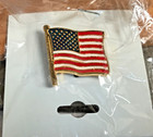 3 Vintage Gold Lapel Pin High Quality All Metal Enamel Usa American Flag New