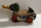 Rare 1940s Snap-quack Fisher Price Wooden Duck Pull Toy Lynn Bogue Hunt Art Read