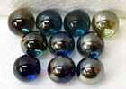 Vintage Colored Metallic Blue Glass Marble Lot Of 10 Marbles