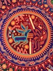 Huichol Vintage Yarn Painting By Maximino Renteria De Lacruz