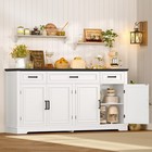 59    Buffet Cabinet Sideboard Storage 4 Doors 3 Drawers 2 Shelves Wine Bar White