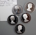Assorted 1979 To 1986 Canadian Silver Pl Dollar 5 Coin Lot Five Canada Dollars