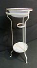 Vintage Funeral Embalming Room Utility Metal Stand Wash Basin Towel Bar Enamel