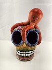 Daniel Paredes Mexican Folk Art Emerging From The Sea Clay Skull Signed Dp