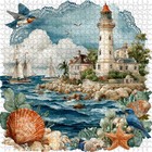 Vintage Beach Lighthouse 1000 Piece Jigsaw Puzzle For Adults