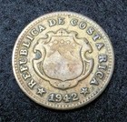 1942 Costa Rica 5 Centimos - Circulated Costa Rican Brass World Coin