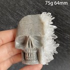 Natural Stone Skull Carving Crystal Clear Quartz Cluster Healing Rock Stone