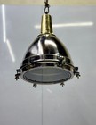 Vintage Old Marine Stainless Steel   Brass Nautical Pendant Light - Set Of 2