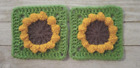 Handmade Crochet Sunflower Granny Squares 4 5 Inch Green Usa Seller 2pc