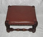 Antique English Oak Willaim And Mary Style Foot Stool Circa 1880