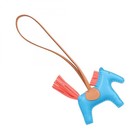 Hermes Rodeo Pm Bag Charm Agneau Milo Leather Blue Zanzibar Pink Gold Hw Used U
