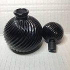 Perfume Bottle Black Amethyst Swirl With Stopper Art Glass  empty 