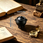 Cast Iron Cauldron Smudge Pot Incense Burner With Lid Sage Ritual Altar Decor 1p