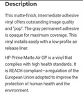 Hp Prime Matte Air Gp Vinyl  54in X 150ft  4wm66a  Large Format Media