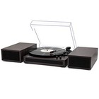  Vinyl Record Player With Stereo Bookshelf Speakers  Vintage Wood Finish  Brown