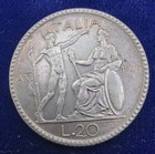 Italy 1928 Vittorio Emanuele Iii 20 Lire Silver Coin