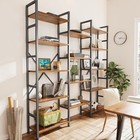 Triple Bookshelf Bookcase W  14 Open Display Shelves Wide Book Shelf Book Case