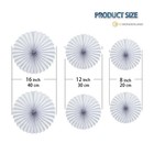 6 Pack Black Round Hanging Paper Fans Decorations Set For Party Wedding Event