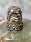 Antique Sterling Silver Thimble W  Engraved Scenic Border Scrolls Hard To Find 