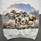 Vintage Hl Miller Gold Nature Scene Wild Horse Wrap Around Sweatshirt Medium Usa