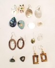   vintage Lot Collection 8 Shell Mop Abalone Dangle Earrings  