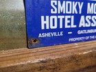 Vintage Smoky Mountains Hotel Association Sign Tin Smokey Motel Inn Hospitality