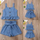 Toddler Kids Baby Girls Outfits Clothes T-shirt Vest Tops shorts Pants 2pcs Set