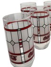 Vintage Coca-cola Frosted Stained Glass Tiffany Style Drinking Glasses Set Of 7