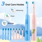 Electric Toothbrush For Kids Rotating Clean Teeth With 4 Soft Brush Heads Ip67