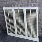 Vintage Wood 3 Panel Interior Louvered Window Shutters Painted 37 5   w X 33   h