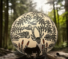 Mata Ortiz Pottery Efren Ledezma Deer Nature Butterfly Sphere Mexican Art Clay