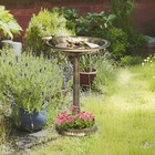 Outsunny 28  Antique Bird Bath With Planter Pedestal Birdbath Bowl  Bronze