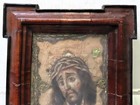 Antique Wood Framed Collage Of Christ  Retablo - Mexico Folk Art