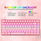 Ajazz Ak33 Pink Gaming Mechanical Keyboard Rainbow Backlit 82 Keys Illuminated