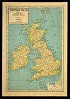 Vintage United Kingdom Map Of The British Isles Wall Art 1940s Original London