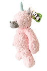 Pink Unicorn Plush Stuffed Animal Toy Gray Nose Ears Feet Blue Horn Soft New