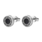 Mens Stainless Steel Round Black Stud Earrings Punk Gothic Rock Ear Stud 2 Pcs