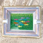 Vintage Hermes Paris Cigar Ashtray Change Tray Colorful Fish Porcelain Gold Rim